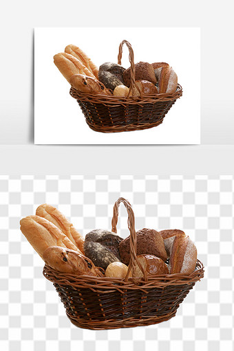 营养早餐面包西式糕点面包组合元素图片