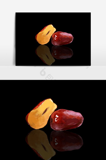 两颗红枣手绘元素图片
