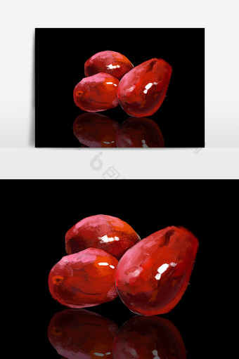 三颗红枣手绘元素图片