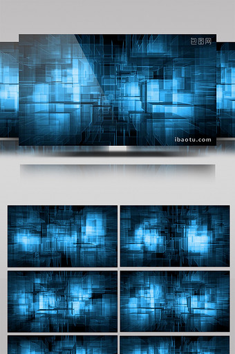 炫酷蓝色三维梦幻动态led大屏背景素材图片