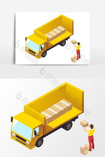 卡通货物装卸设计元素图片
