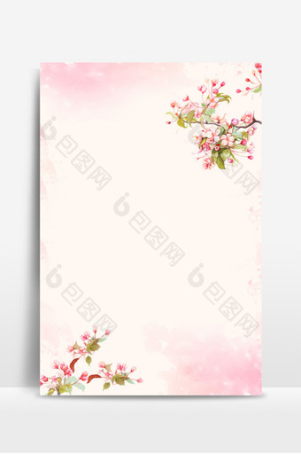 手绘暖色调水彩樱花背景图片