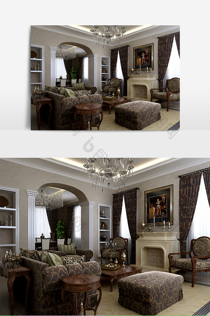 现代欧式家装客厅模型设计图片图片