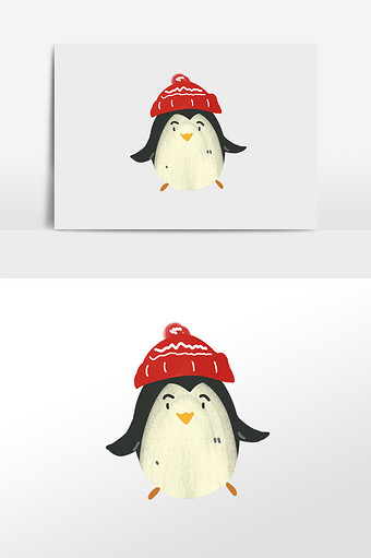 红色超级可爱戴帽子小企鹅图片