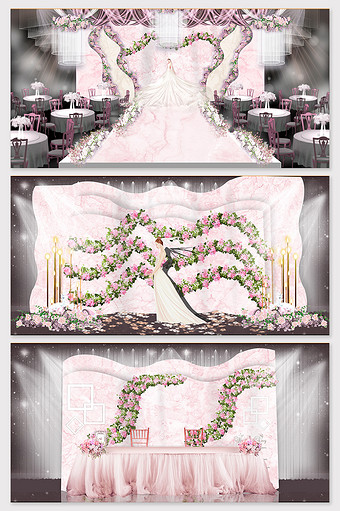 粉色浪漫花艺文艺婚礼效果图图片