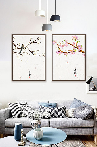 中国风手绘工笔画花鸟装饰画图片