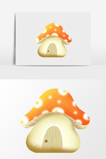 手绘蘑菇房子插画元素图片