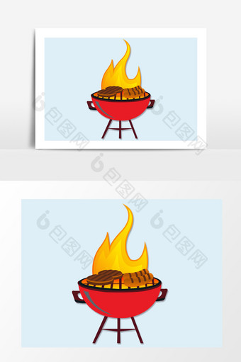 烧烤野餐火炉聚餐矢量素材图片