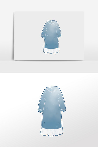 漂亮衣服蓝色水彩手绘衣服图片