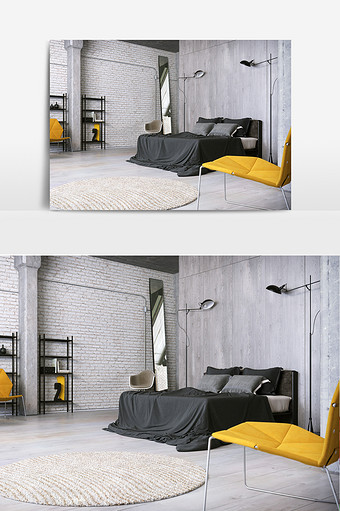 工业风水泥墙卧室图片