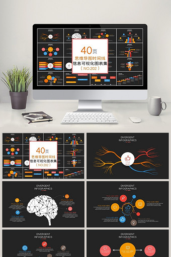 40页思维导图时间线信息可视化PPT图表图片