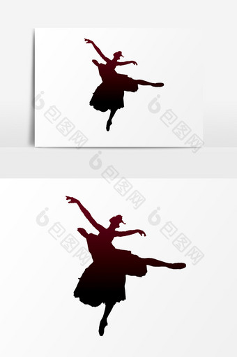 芭蕾女舞者剪影PSD素材图片