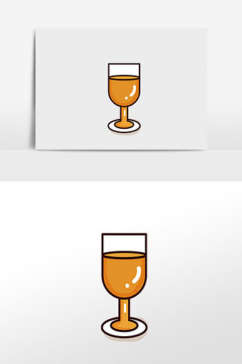 小清新矢量手绘扁平化酒杯插画元素图片