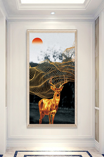 小鹿抽象玄关背景墙图片