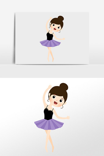 可爱卡通小女孩跳舞锻炼插画人物素材图片