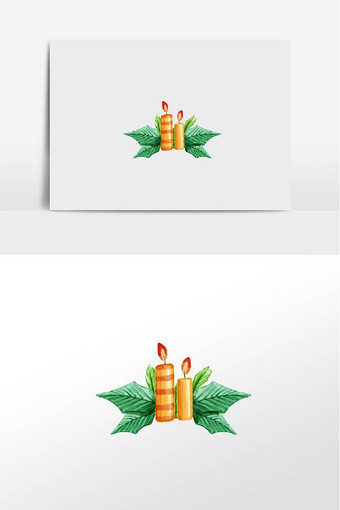 手绘水彩圣诞蜡烛元素图片