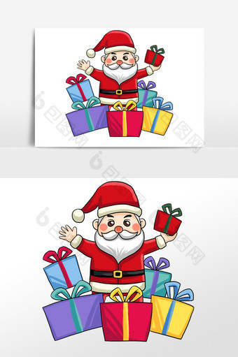 手绘圣诞节圣诞老人发礼物插画素材图片