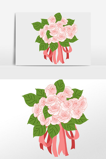 手绘结婚婚礼手捧花插画元素图片下载