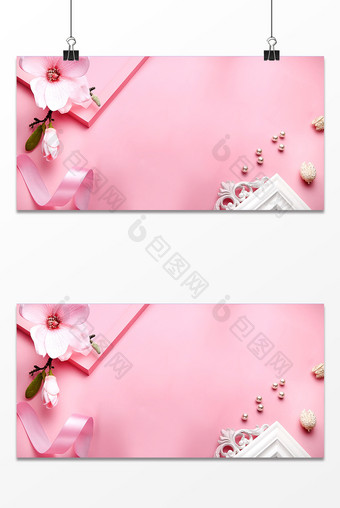 粉色浪漫美妆背景图片