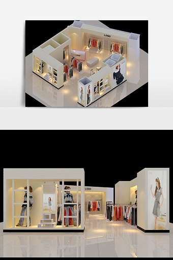 商场专柜服装门店店铺3d模型图片