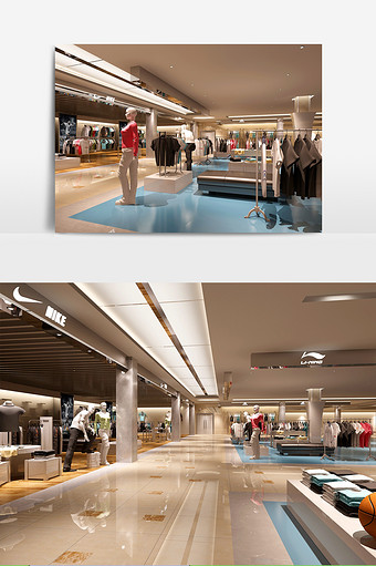现代大型商场服装店店铺3d模型图片