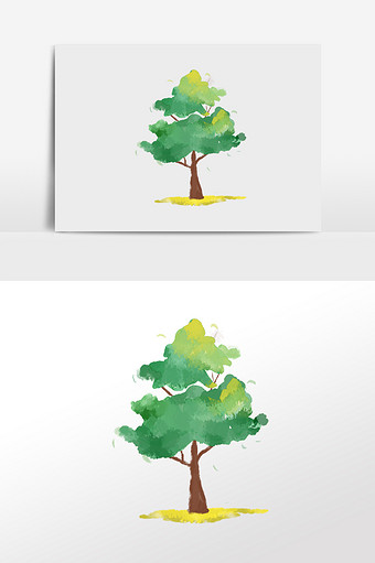 小清新树木树水彩浪漫绿色儿童插画树木图片