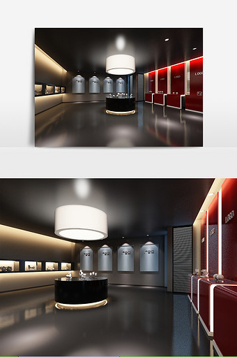 现代灯具设备展示店铺3d模型图片