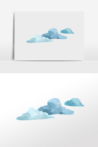 水彩蓝色渐变云朵云天空图片