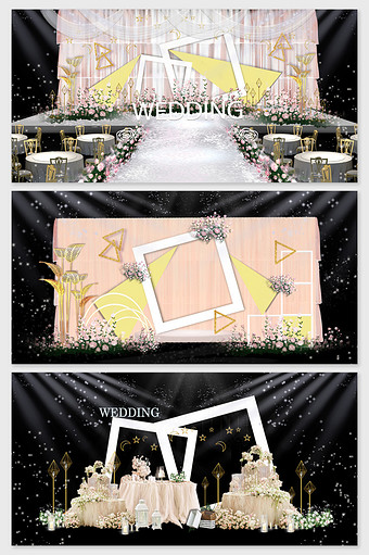 香槟色方框个性定制婚礼效果图图片
