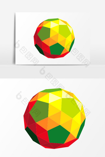晶格化足球彩色PSD元素图片