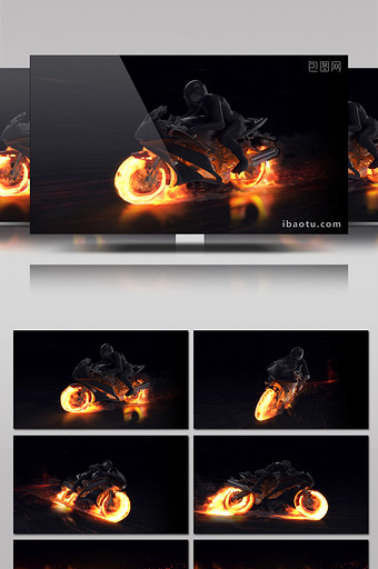疾驰的火焰摩托车logo片头动画AE模板图片