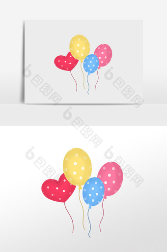 手绘生日装饰彩色气球插画元素图片