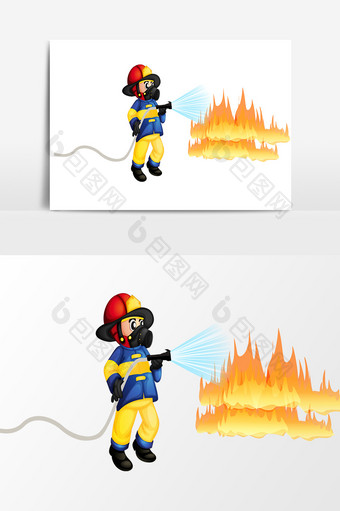 卡通灭火元素设计图片