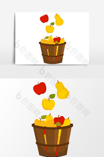 卡通水果篮设计元素图片