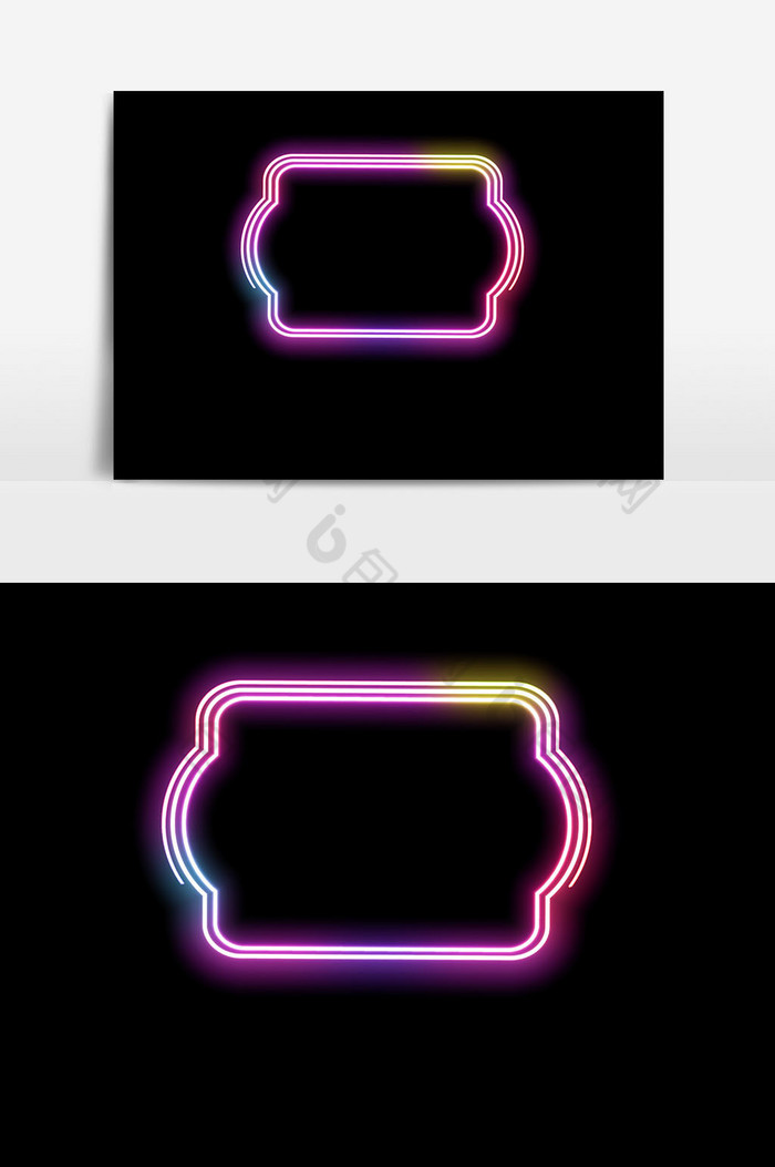 霓虹灯效果三角形几何图形边框图片