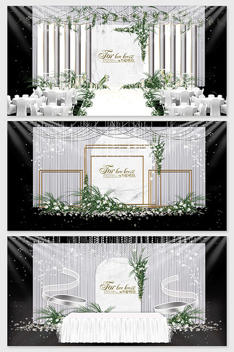 现代简约白色小清新鲜花主题婚礼效果图图片