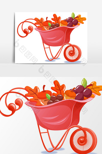 手绘水果车设计元素图片