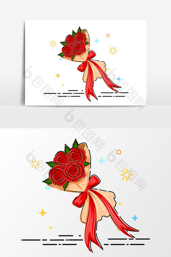 卡通玫瑰花束设计元素图片