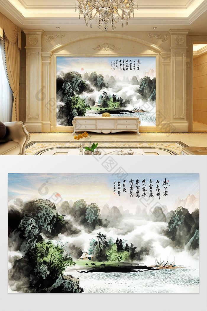 大理石抽象油画唯美纹理山水画电视背景墙图片图片