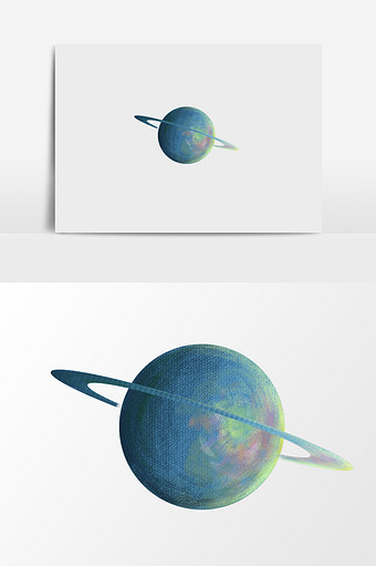 手绘蓝色的星球插画元素图片