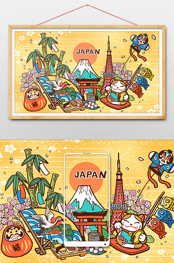 日本和风扁平插画图片