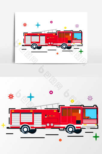 消防车元素设计手绘图片