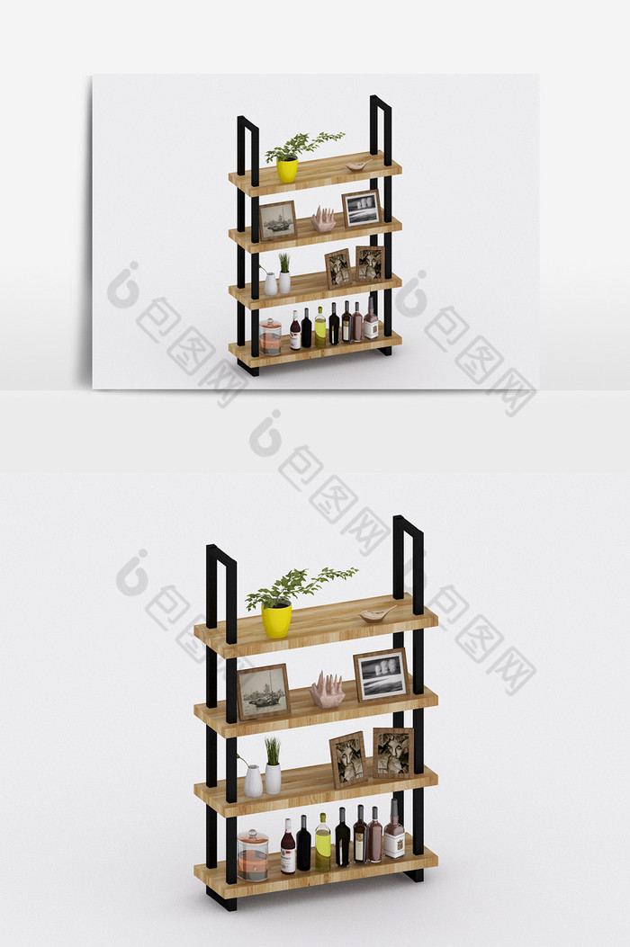 现代北欧风Loft简约层板装饰置物架模型图片图片