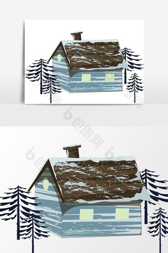 雪屋冬季设计元素图片