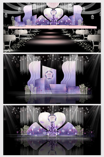 高贵典雅紫色蝴蝶薰衣草主题婚礼效果图图片