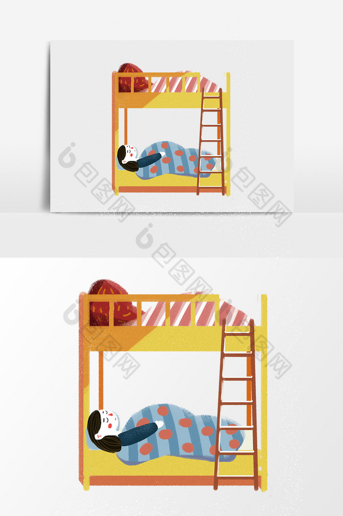 肥宅的生活学生宿舍睡觉慵懒插画图片图片