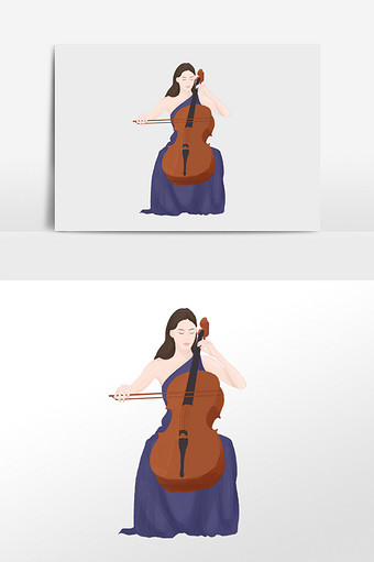 小提琴演奏插画素材图片