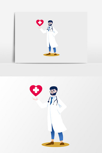 卡通投资健康一生升职医疗体检海报插画图片