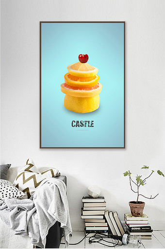 现代欧简创意水果城柠檬堡餐饮果店装饰画图片