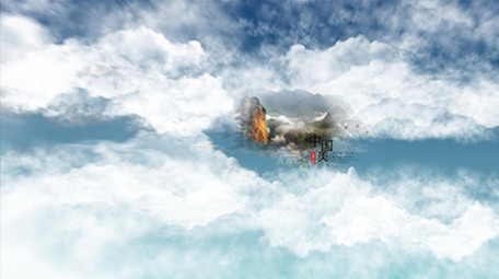 中国风传统水墨云层穿梭图文展示AE模板